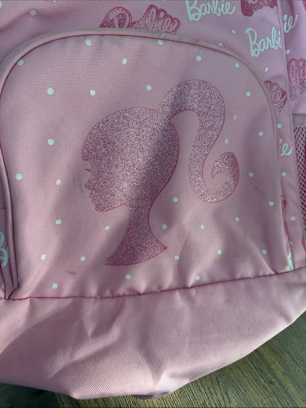 Pottery Barn Kids Pink Barbie Glitter Logo Backpack - size Large - Picture 3 of 3